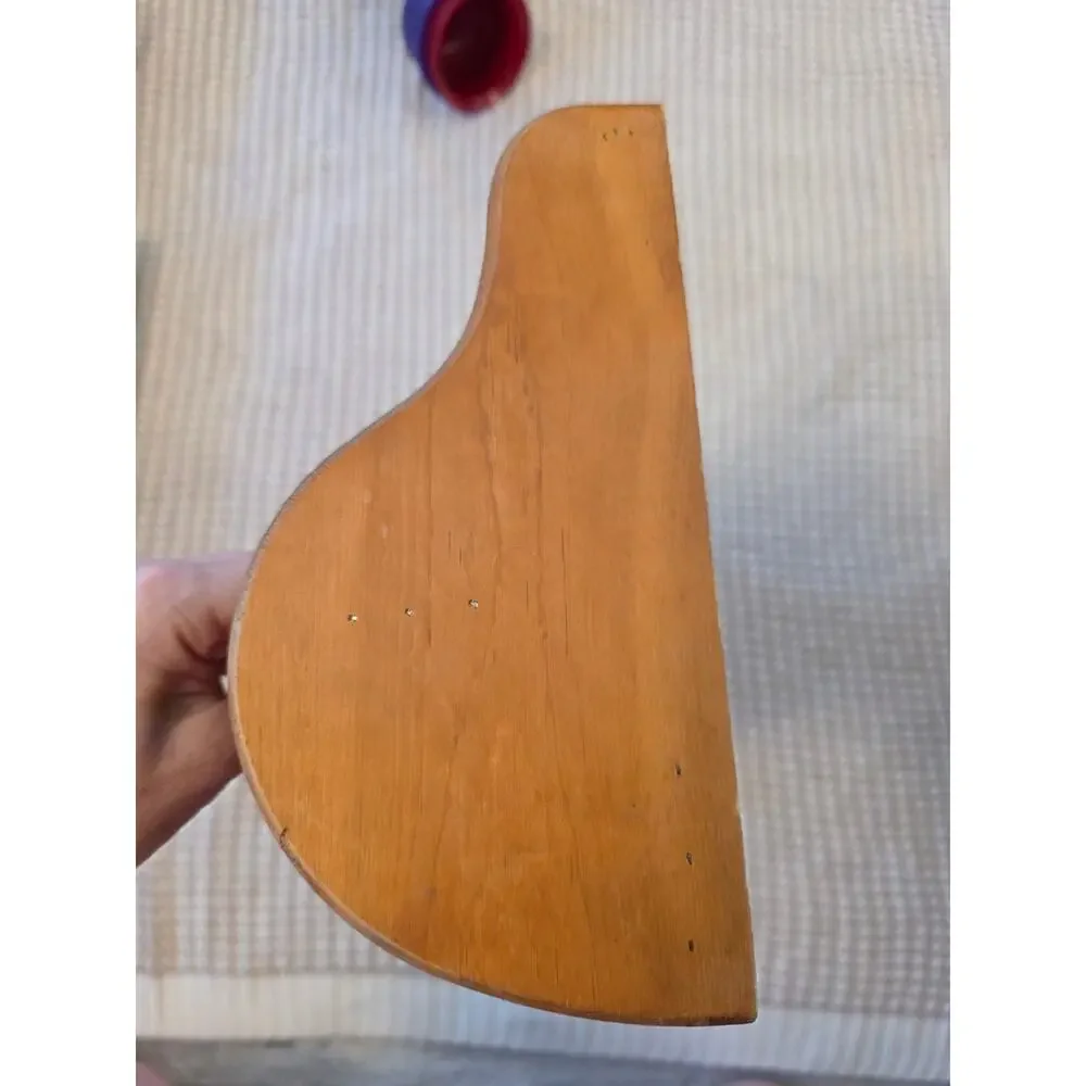 Vintage Wooden Punched Copper Pineapple Wall Shelf with Heart Cutouts & Pegs EUC
